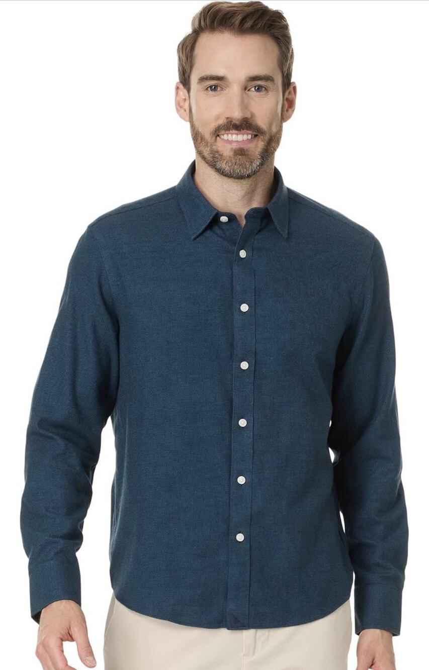 UNTUCKit Men’s XXL Blue Button Front Shirt Relaxed Fit Wrinkle Free 100% Cotton